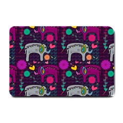 Love Colorful Elephants Background Small Doormat  by Nexatart