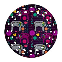 Love Colorful Elephants Background Ornament (round Filigree) by Nexatart