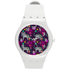 Love Colorful Elephants Background Round Plastic Sport Watch (m) by Nexatart