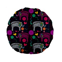 Love Colorful Elephants Background Standard 15  Premium Round Cushions by Nexatart