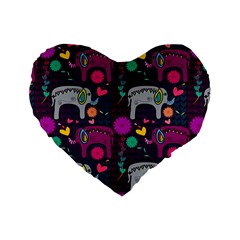 Love Colorful Elephants Background Standard 16  Premium Heart Shape Cushions by Nexatart