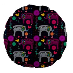 Love Colorful Elephants Background Large 18  Premium Flano Round Cushions by Nexatart