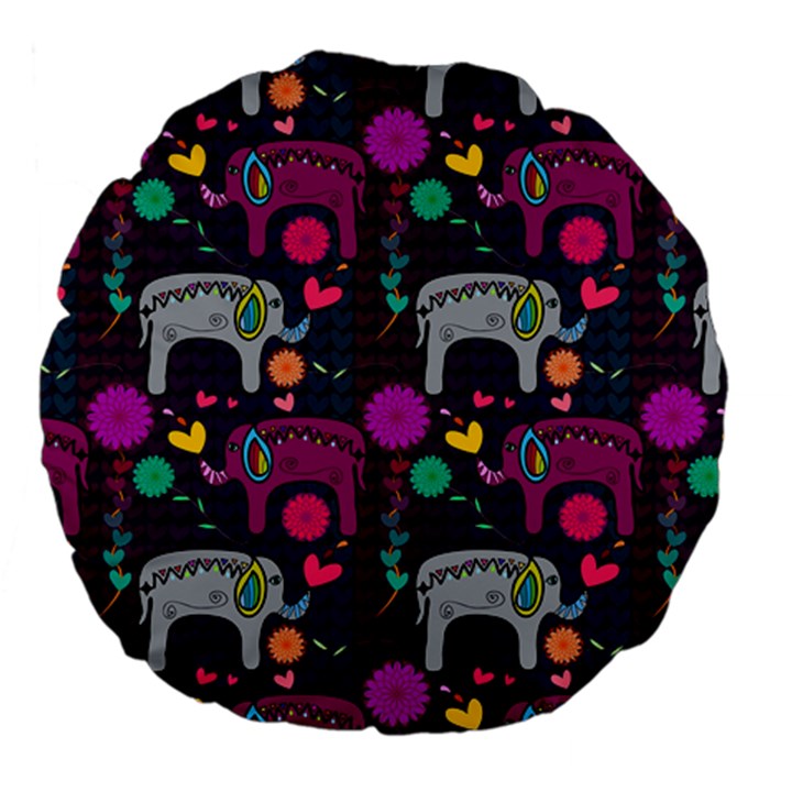 Love Colorful Elephants Background Large 18  Premium Flano Round Cushions