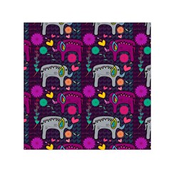 Love Colorful Elephants Background Small Satin Scarf (square) by Nexatart