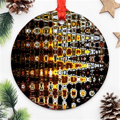 Bright Yellow And Black Abstract Ornament (round) by Nexatart