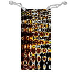 Bright Yellow And Black Abstract Jewelry Bag by Nexatart