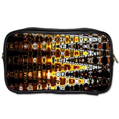 Bright Yellow And Black Abstract Toiletries Bags by Nexatart