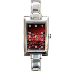 Red Fractal Valley In 3d Glass Frame Rectangle Italian Charm Watch