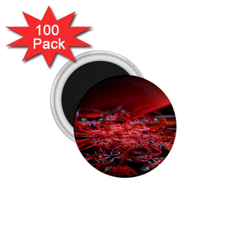 Red Fractal Valley In 3d Glass Frame 1.75  Magnets (100 pack) 