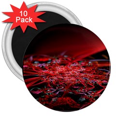 Red Fractal Valley In 3d Glass Frame 3  Magnets (10 pack) 