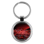 Red Fractal Valley In 3d Glass Frame Key Chains (Round)  Front