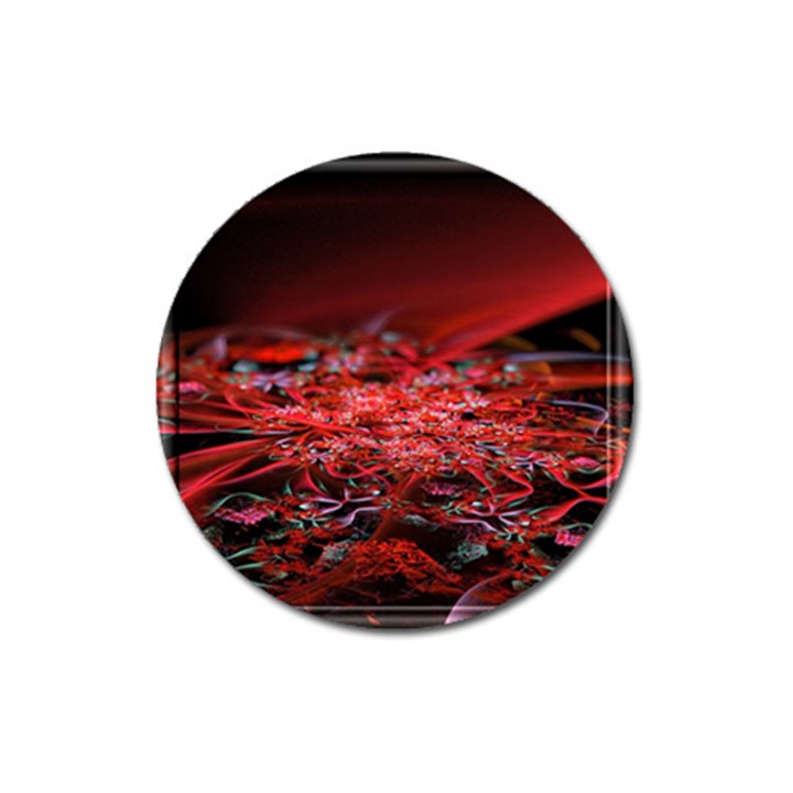 Red Fractal Valley In 3d Glass Frame Magnet 3  (Round)