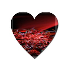 Red Fractal Valley In 3d Glass Frame Heart Magnet