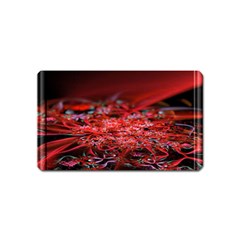 Red Fractal Valley In 3d Glass Frame Magnet (Name Card)