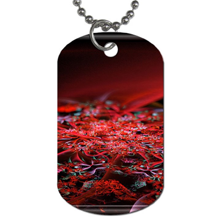 Red Fractal Valley In 3d Glass Frame Dog Tag (One Side)