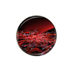 Red Fractal Valley In 3d Glass Frame Hat Clip Ball Marker by Nexatart