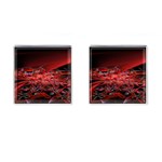 Red Fractal Valley In 3d Glass Frame Cufflinks (Square) Front(Pair)