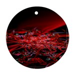 Red Fractal Valley In 3d Glass Frame Round Ornament (Two Sides) Front