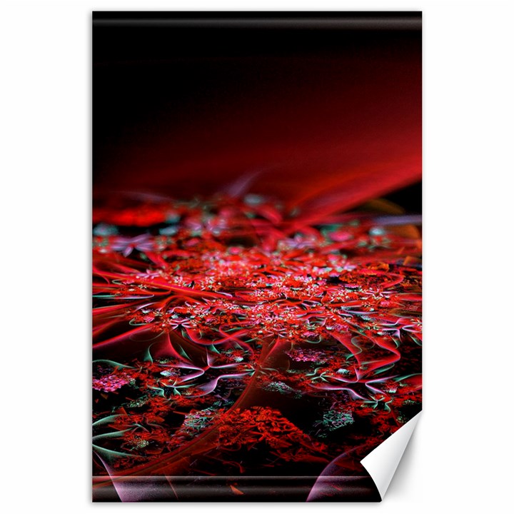 Red Fractal Valley In 3d Glass Frame Canvas 24  x 36 