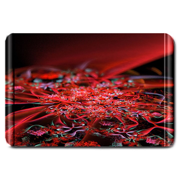 Red Fractal Valley In 3d Glass Frame Large Doormat 