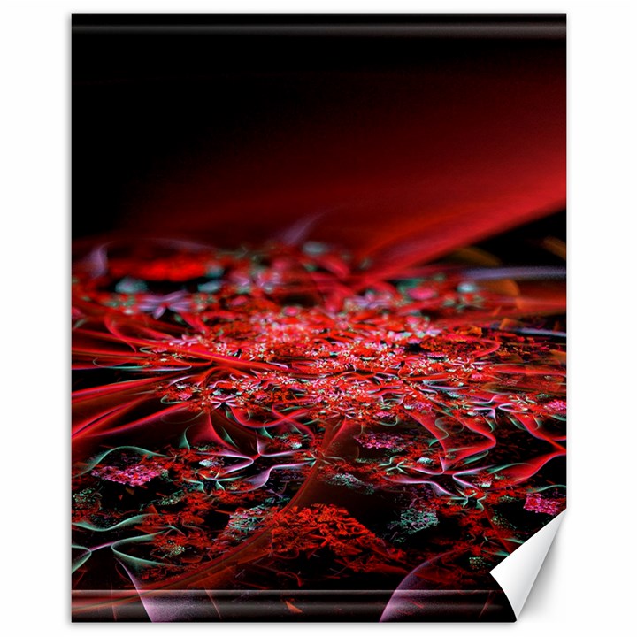 Red Fractal Valley In 3d Glass Frame Canvas 11  x 14  