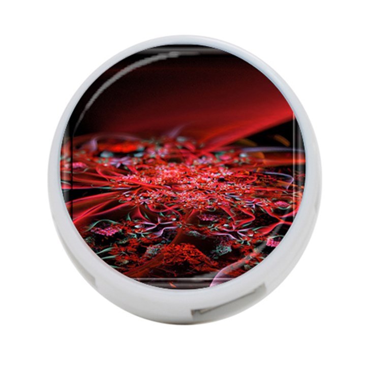 Red Fractal Valley In 3d Glass Frame 4-Port USB Hub (One Side)