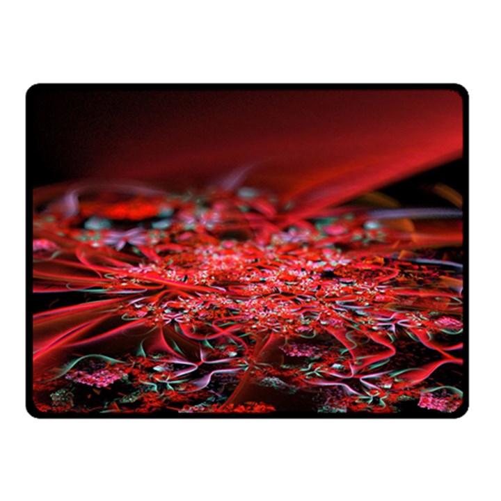 Red Fractal Valley In 3d Glass Frame Fleece Blanket (Small)