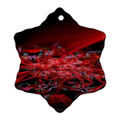 Red Fractal Valley In 3d Glass Frame Snowflake Ornament (Two Sides)