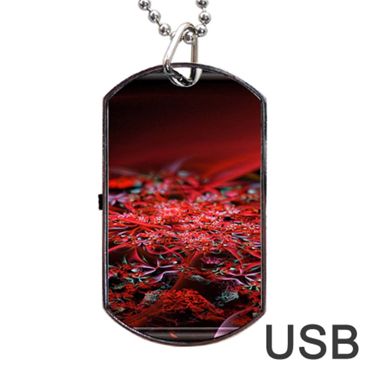 Red Fractal Valley In 3d Glass Frame Dog Tag USB Flash (One Side)