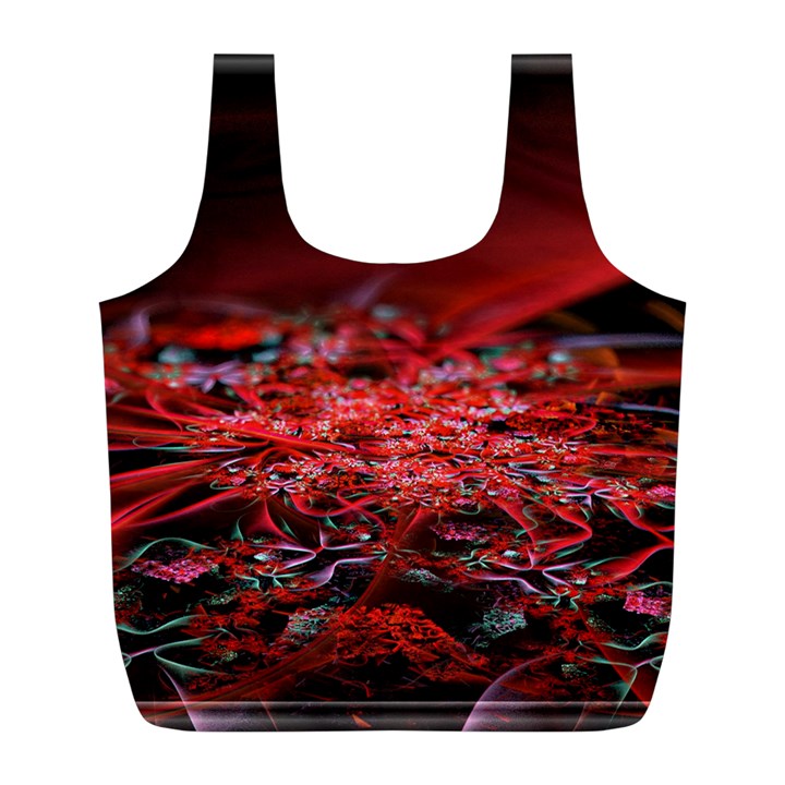 Red Fractal Valley In 3d Glass Frame Full Print Recycle Bags (L) 