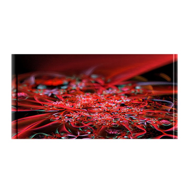 Red Fractal Valley In 3d Glass Frame Satin Wrap