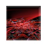 Red Fractal Valley In 3d Glass Frame Small Satin Scarf (Square) Front