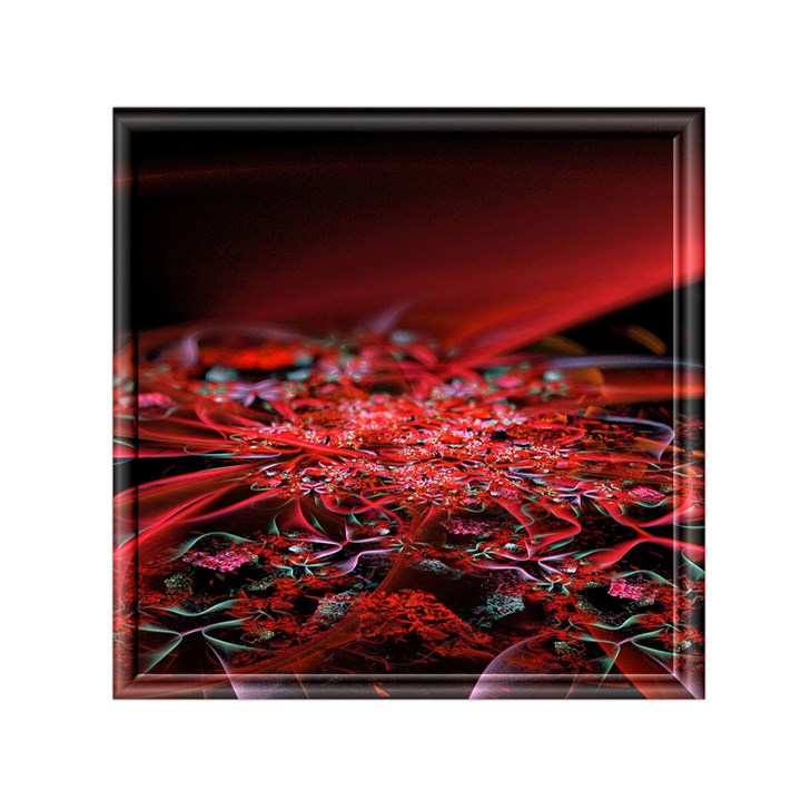 Red Fractal Valley In 3d Glass Frame Small Satin Scarf (Square)