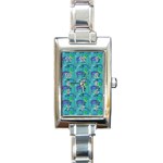 Elephants Animals Pattern Rectangle Italian Charm Watch Front