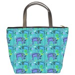 Elephants Animals Pattern Bucket Bags Back