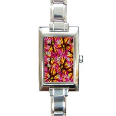 Floral Pattern Background Seamless Rectangle Italian Charm Watch by Nexatart