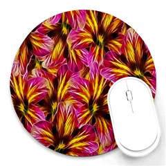 Floral Pattern Background Seamless Round Mousepads by Nexatart