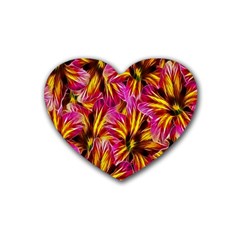 Floral Pattern Background Seamless Rubber Coaster (heart)  by Nexatart