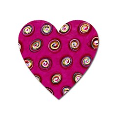 Digitally Painted Abstract Polka Dot Swirls On A Pink Background Heart Magnet by Nexatart