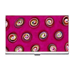 Digitally Painted Abstract Polka Dot Swirls On A Pink Background Business Card Holders by Nexatart