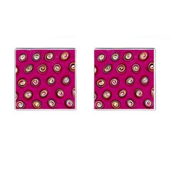 Digitally Painted Abstract Polka Dot Swirls On A Pink Background Cufflinks (square) by Nexatart