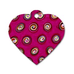 Digitally Painted Abstract Polka Dot Swirls On A Pink Background Dog Tag Heart (two Sides) by Nexatart