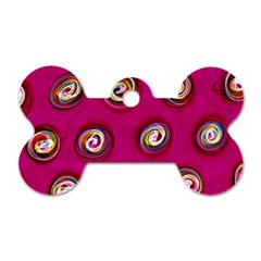 Digitally Painted Abstract Polka Dot Swirls On A Pink Background Dog Tag Bone (two Sides) by Nexatart