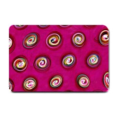 Digitally Painted Abstract Polka Dot Swirls On A Pink Background Small Doormat  by Nexatart