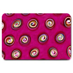 Digitally Painted Abstract Polka Dot Swirls On A Pink Background Large Doormat  by Nexatart