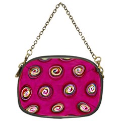 Digitally Painted Abstract Polka Dot Swirls On A Pink Background Chain Purses (one Side)  by Nexatart