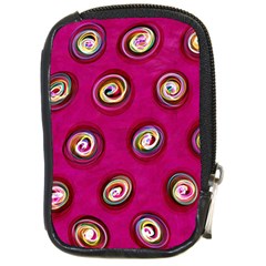 Digitally Painted Abstract Polka Dot Swirls On A Pink Background Compact Camera Cases