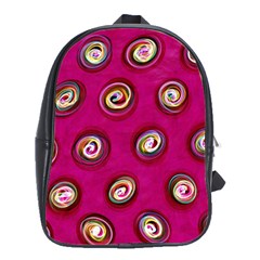 Digitally Painted Abstract Polka Dot Swirls On A Pink Background School Bags(large)  by Nexatart