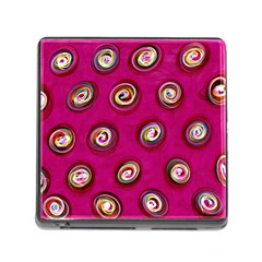 Digitally Painted Abstract Polka Dot Swirls On A Pink Background Memory Card Reader (square) by Nexatart