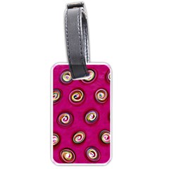 Digitally Painted Abstract Polka Dot Swirls On A Pink Background Luggage Tags (one Side)  by Nexatart